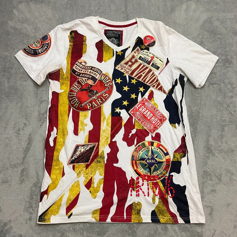 Heritage By America 1776 Clothing Tshirt Size XXL Patches White Flag
